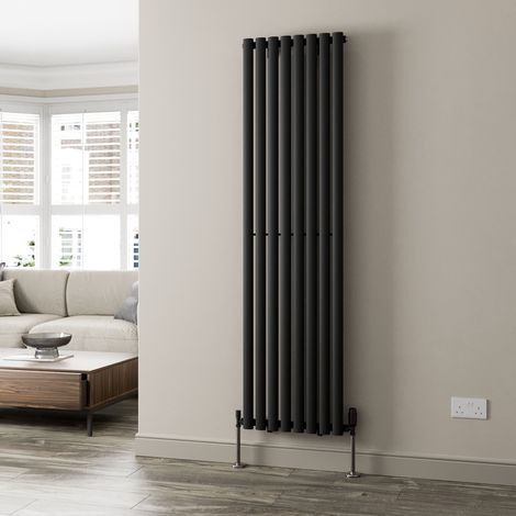 Black Oval Column Designer Radiator Vertical Horizontal 1800 x 480mm Single Panel (1/5)