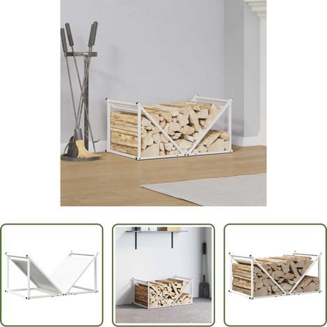 Bois de chauffage - Portant de bois chauffage blanc 70x43x34,5 cm (1/5)