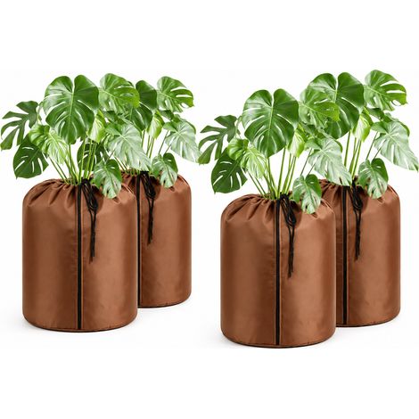 TolleTour Set da 4 protezioni invernali per piante 50x45 cm Marrone, antigelo per piante in vaso con cerniera (1/5)