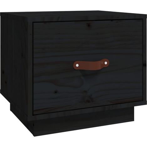 Table de chevet avec tiroir 40 x 34 x 35 cm bois de pin noir DEC034417