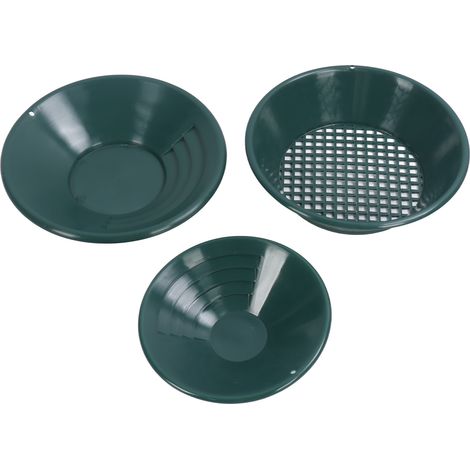 Kit de 3 batées à orpaillage en plastique ABS, outils de prospection d'or ronds et manuels (1/5)