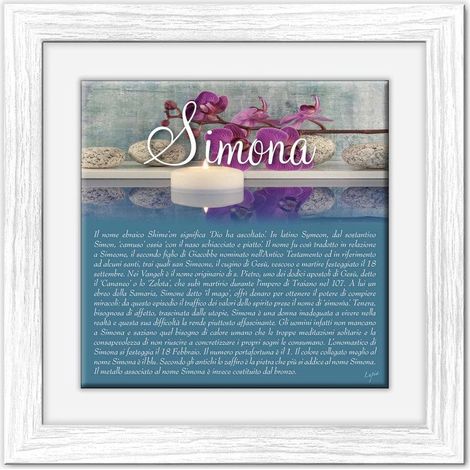 Lupia - Quadro mattonella Ceramica Modern White 29x29 cm con significato del nome Simona (1/4)