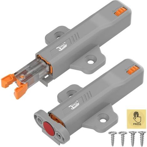 Non Aimant Push to Open Poussoir Porte Placard, Lot de 2 Loquet Poussoir Verrou Poussoir pour Tiroir Push Latch à Ressort Loquet Tactile Fermeture Systeme Pour Armoires Meubles, Camping-cars