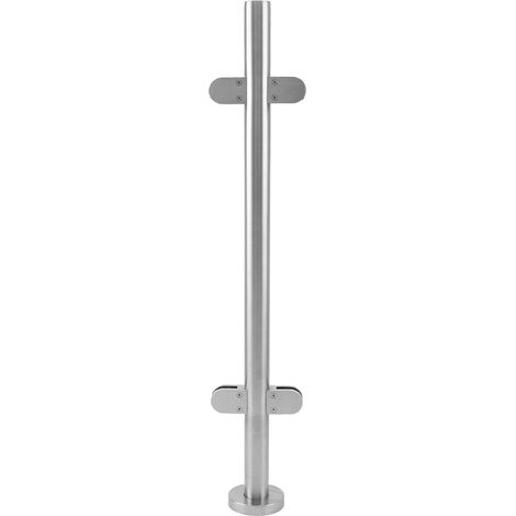 Palo Central Balaustrada Acero Inoxidable Metal Balustrade Outdoor Poste Balaustre Columna Barandilla Metálica Pasamanos Exterior Balcón Terraza Jardín Proyecto Bricolaje Aire Libre 110x16,4x9,8cm