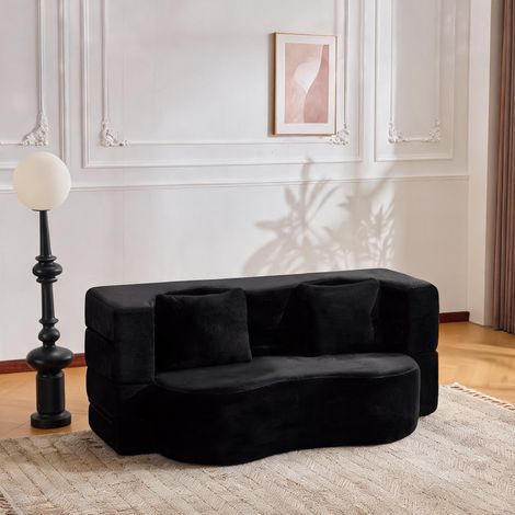 Canapé convertible 2 places en mousse noire pliable en foam (1/5)