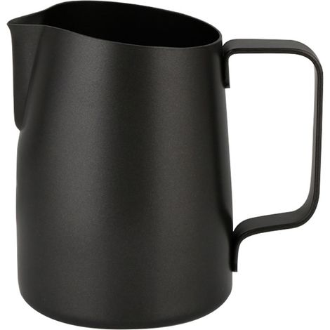 450 ml antihaftbeschichteter Edelstahl-Milchkrug für Kaffeeschaum und Latte Macchiato (Schwarz) (1/5)