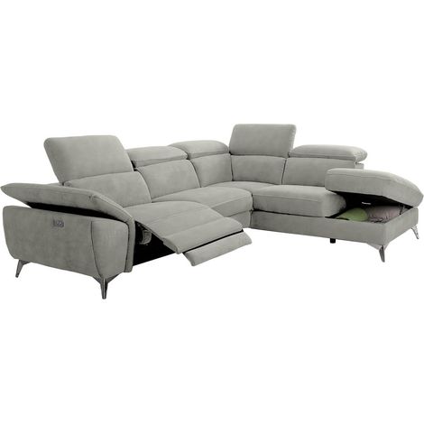 Altobuy – Canapé d'angle droit 1 relax électrique – Têtières réglables – Revêtement microfibre 100% polyester – Dimensions 273x212xH99cm (1/2)