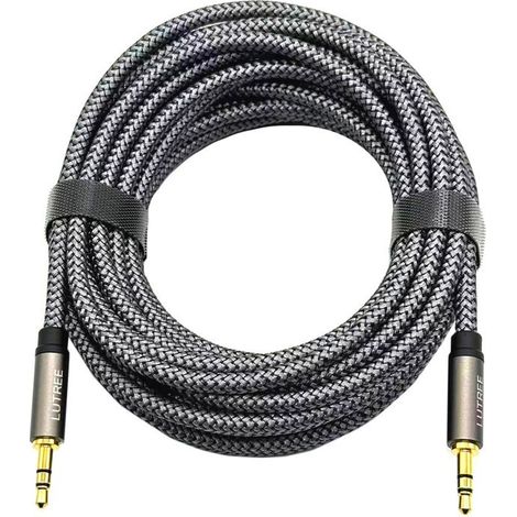 KLVGTIFS PU - Câble audio tressé AUX, 3,5 mm mâle-mâle, câble audio pour voiture, câble audio pour haut-parleur/casque de téléphone portabl(N40) (1/5)