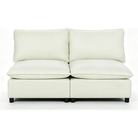 Sofá de 2 plazas moderno 146 cm sin reposabrazos en tejido color crema (1/5)