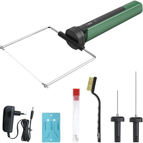 3-en-1 Fil Chaud Découpe Polystyrène, 100-240V/15W Coupeur de Mousse Electrique, Découpe Polystyrène pour Mousse, Plaques de Mousse et Gomme Moussante, Vert (1/5)