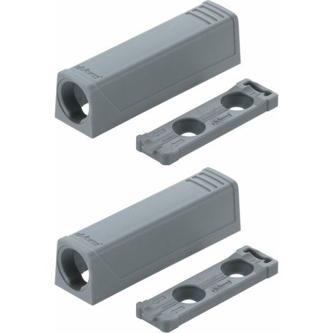 2x Adaptateur support droit à visser Blum 956.1201 53x14mm pour push to open loqueteau de porte Tip-on Charnière Meuble Cuisine Butée Fermeture Piston, gris (1/4)