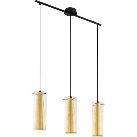 Lampadario A Sospensione Contemporaneo Pinto Gold Acciaio Nero Vetro 3 Luci E27 (1/5)