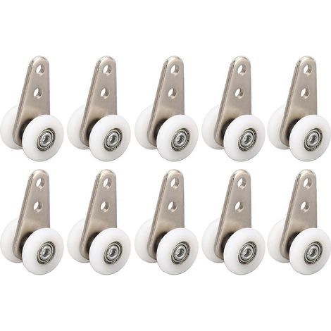 10 Stück 23 mm Nylon-Rollen mit Edelstahlhalterung für Schiebetüren und Fenster, weiß