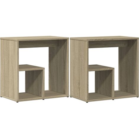 Lot de 2 tables d'appoint 50 x 30 x 50 cm bois ingénierie couleur chêne DEC032629