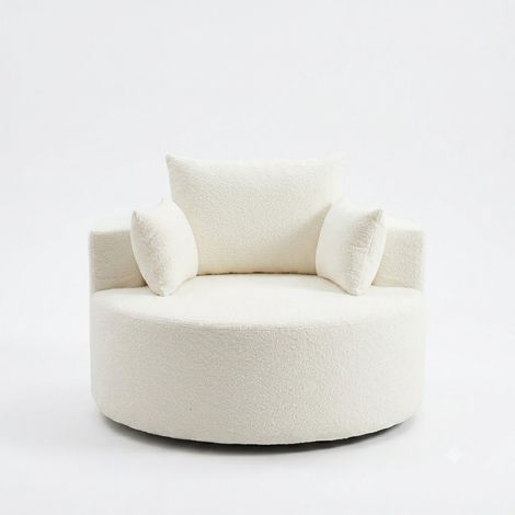 Fauteuil Modulable Sans Montage, Tissu Chenille, Coussin Dossier Cylindrique, Pour Salon et Chambre, Beige (1/5)