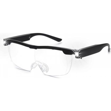 Lunettes loupes 180 % avec lumière LED rechargeable - Lunettes grossissantes puissantes - Lunettes mains libres pour travail rapproché, artisanat, bijoutiers, lecture, loisirs (1/4)
