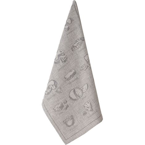 Torchon Gris imprimé Fromages 50 x 70 cm (1/4)