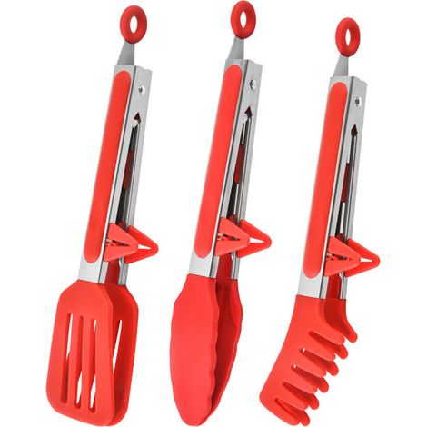 Pinza Para Alimentos - Silicona Y Acero Inoxidable - 23 Cm - Resistente Hasta 200 °C - Para Barbacoa Y Cocina - 1 Unidad (1/5)
