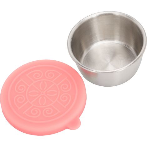 Flacon à huiles essentielles en inox pour institut, couvercle rose 50ml (1/5)