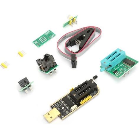 TMISHION module de convertisseur de prise adaptateur Programmeur USB CH341A + Clip de test SOP8 + Adaptateur 1.8V + Module (1/4)