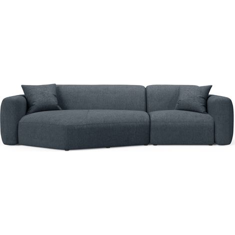 Canapé d'angle gauche 3 places tissu structurel bleu foncé (1/4)