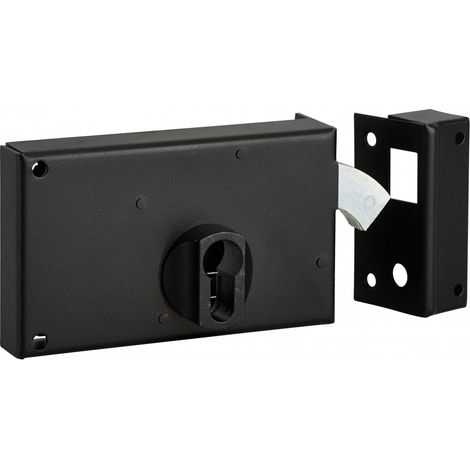 Thirard – Serrure électrique horizontale à crochet double entrée pour portail – Pêne crochet – Entraxe 60mm – Pose à droite – Acier noir