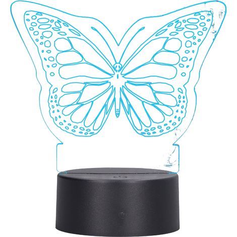Veilleuse 3D multicolore clignotante, lampe de chevet papillon LED 3D, cadeau d'anniversaire pour enfant (1/5)