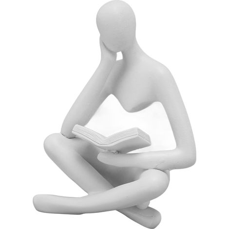 Resin Thinker Reading Statue, Seated Figurine, Abstract Art, Office Decoration, Living Room Cabinet Decoration, Compact Size, Unfinished (1/5)