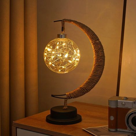 Lampe Lune - Lampe Led Réglable En Intensité - Éclairage Doux Pour Chambre Enfants Ou Salon - Alimentation Sur Batterie Ou USB - Dimensions 28 X 15 X 10 Cm (1/5)