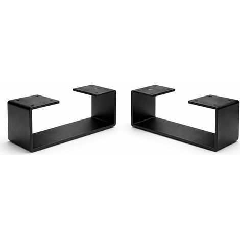 Skraut Home - Set di 2 Gambe in Metallo a U, 31x8x12cm, Supporto Multiuso Robusto, Base Strutturale, Per Mobili, Stile Industriale, Nero (1/4)
