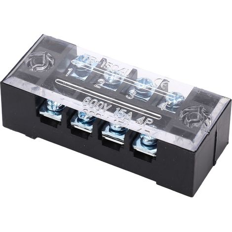 Bornier double rangée haute intensité à vis M3 avec couvercle, 15 A, 600 V, lot de 5 (1/5)