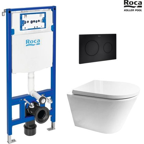 BASTIDOR ROCA DUPLO PACK CISTERNA EMPOTRADA Y PULSADOR PL10 DUAL NEGRO CON WC SUS VORTEX Orion Tapa Envolvente Bl Br de KP (1/5)