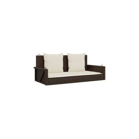 Balancelle avec coussins marron 119x56x48 résine tressée (1/5)