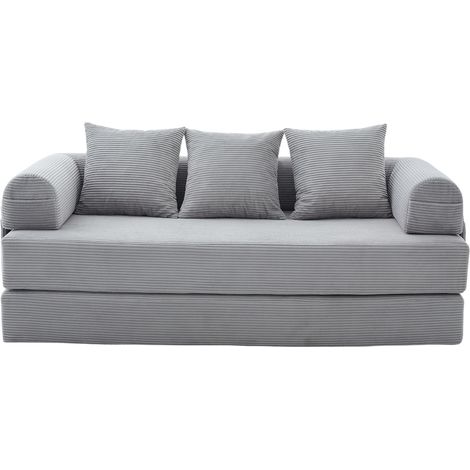 CAIziCanapé compressé pliable avec cadre en métal robuste, poches latérales et 3 coussins. Aménagements lounge personnalisables à volonté. Combinaison moderne métal-tissu, idéale pour le salon. Gris c (1/5)