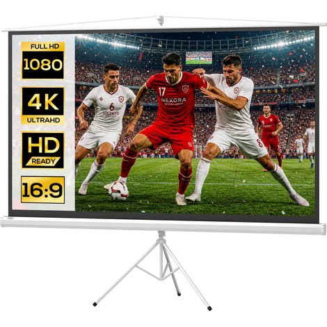 Homcom – Écran de projection trépied 221x124cm – Plastique blanc – Hauteur réglable jusqu'à 2,7m – Pour cinéma maison et présentations