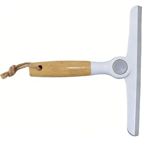 Raclette de douche de 24 cm avec poignée pivotante en bois, pour fenêtre, verre, porte de douche, pare-brise de voiture, miroir (1/5)