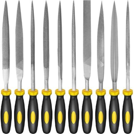 Ensemble de 10 mini limes métalliques, outils de sculpture sur bois, adaptés au limage de l'acier et à l'affûtage manuel du bois. (1/5)