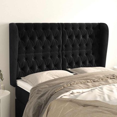 vidaXL Cabecero con orejas de terciopelo negro 147x23x118/128 cm (1/5)