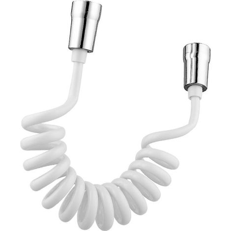 Tuyau de douche en mousse avec embout cuivre, flexible télescopique à ressort, rétractable pour pommeau de douche, WC et bidet (3M blanc) (1/5)