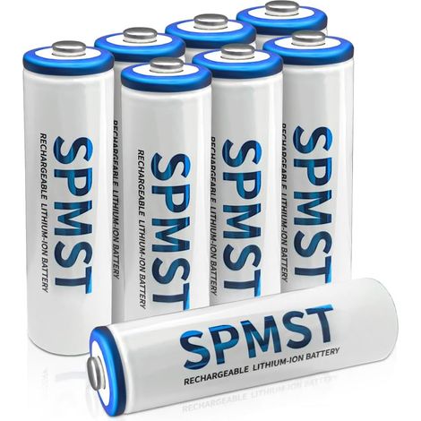 Batteries AA Rechargeables, Batteries AA au Lithium 1.5V de 8 Paquets 3600mWh, adaptées à la Plupart des appareils électriques tels Que Jouets, claviers de Souris, contrôleurs de Jeux, etc. (1/5)