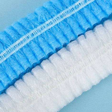 100 Filets à Cheveux Jetables Élastiques Non Tissé, Chapeau de Protection pour Salon de Coiffure et Usine, Bleu 21 Pouces, Double Bande Caoutchouc (1/5)