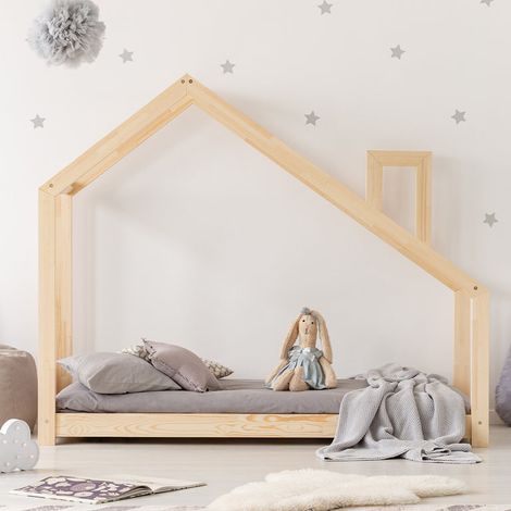 Lit cabane 70x140 sommier inclus Nathan Bois (1/3)