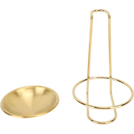 Support vertical pour louche, repose-cuillère, en acier inoxydable, facile d'accès, pour ustensiles de cuisine et casseroles chaudes, doré avec 1 assiette. (1/5)