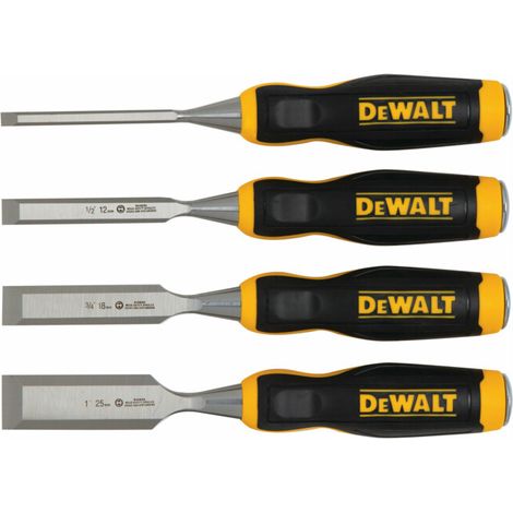 Dewalt – Ciseaux à bois 4 pces 6-12-18-25mm en acier au carbone – Design ergonomique – Pointe renforcée pour durabilité – DWHT016063