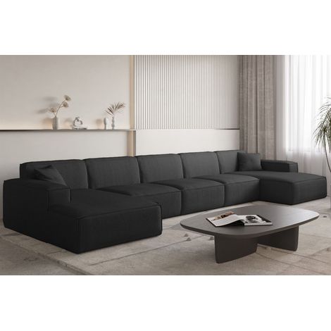 Wohnlandschaft Sofa U-Form CELES PREMIUM XL in Stoff Scala Schwarz (1/3)