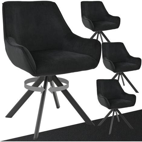 Esszimmerstühle 4er Set drehbar mit Armlehne, Samt, Schwarz (1/5)