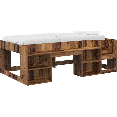 Cadre de lit enfant avec rangement, bois antique (1/5)