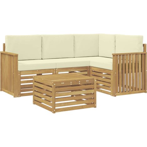 Conjunto de sofás de exterior 5 pcs Blanco y Crema vidaXL (1/5)