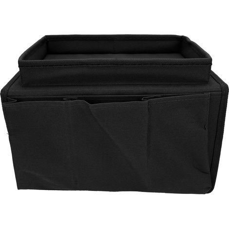 Fernbedienungs-Organizer-Tasche mit 4 Schubladen, inklusive Getränkehalter, für Sessel und Sofa, Schwarz (1/5)
