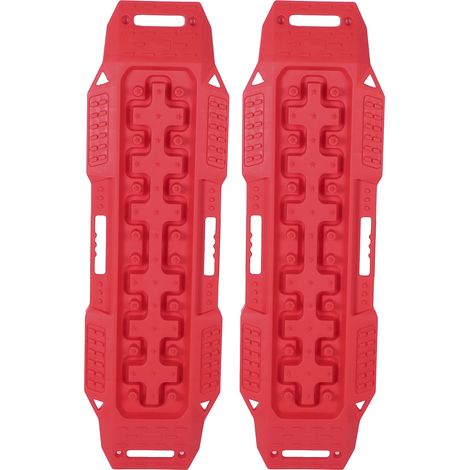 2 Plaques de Désenlisement Universelles, Pistes de Récupération en Plastique Rouge pour Boue, Neige, Sable, Escaliers pour Pneus (1/5)